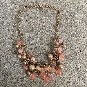 Elegant Gold and Pink Beaded Necklace